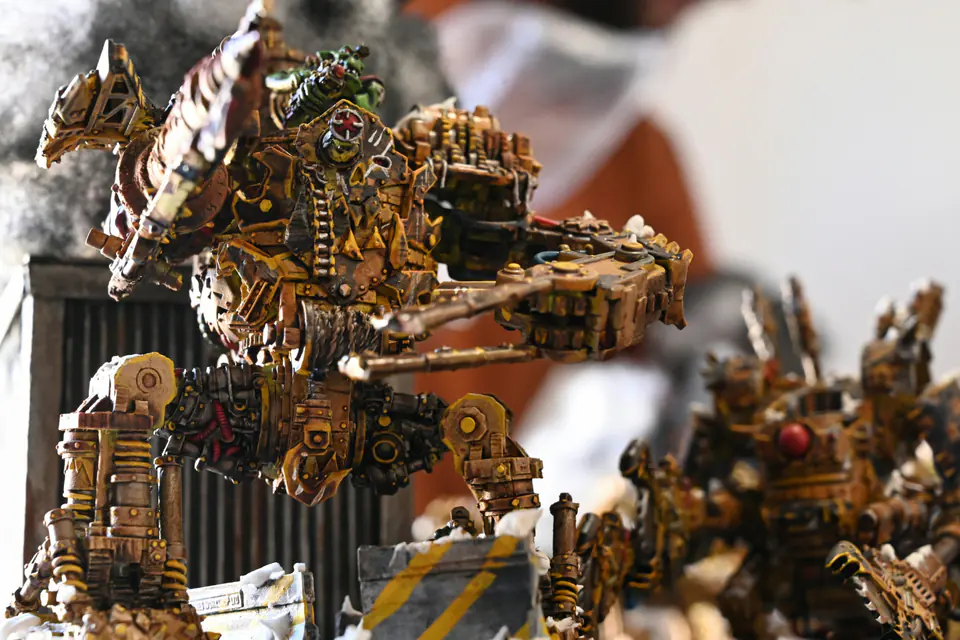 Group of painted wargame miniatures on a table